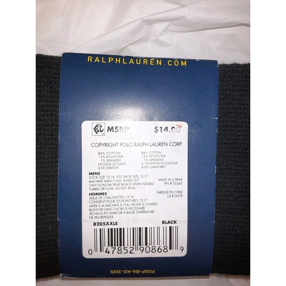 Polo Ralph Lauren Men’s Classic Cotton Crew black Mens Size XL 13-16 NWT - Picture 2 of 5